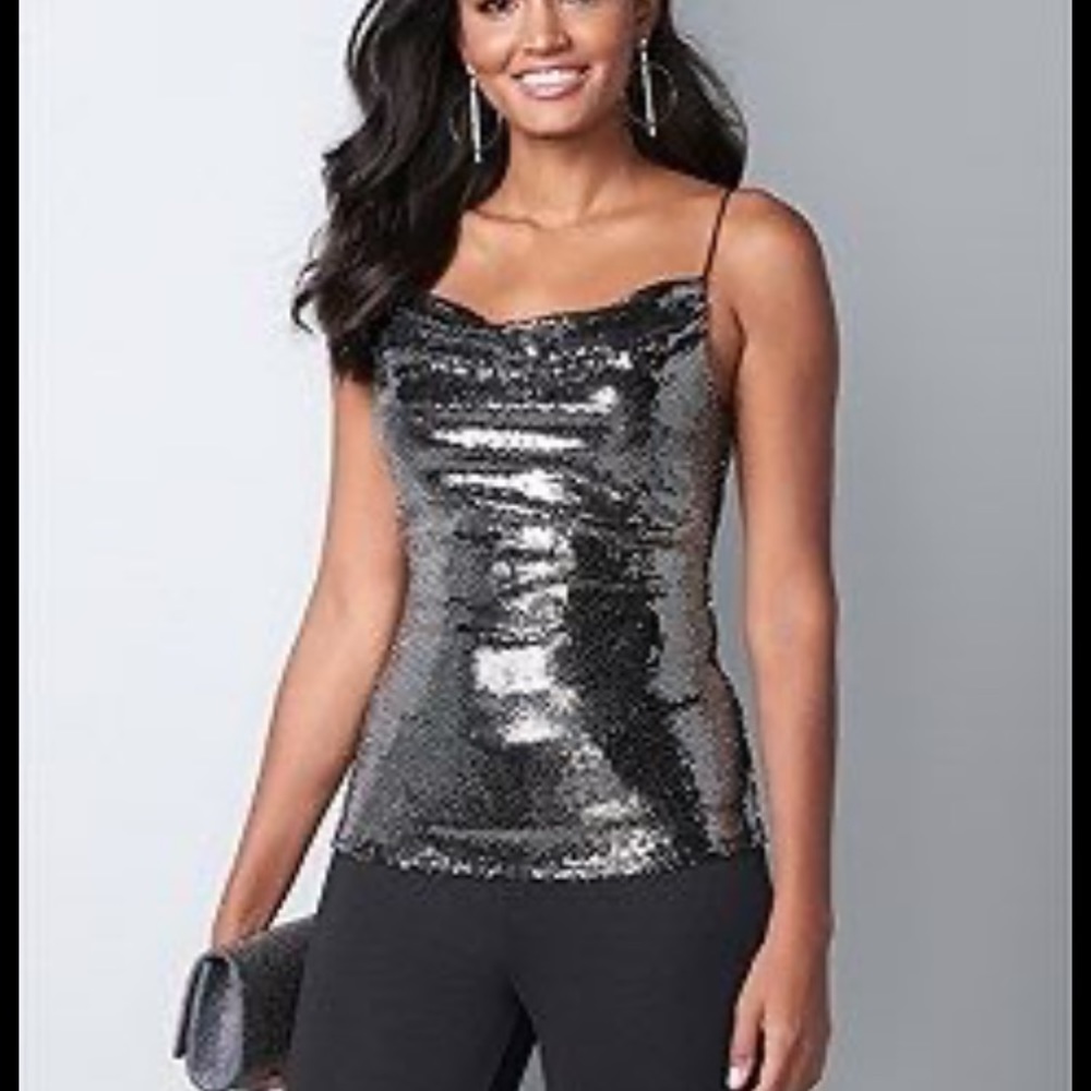 Silver sequin tank top
